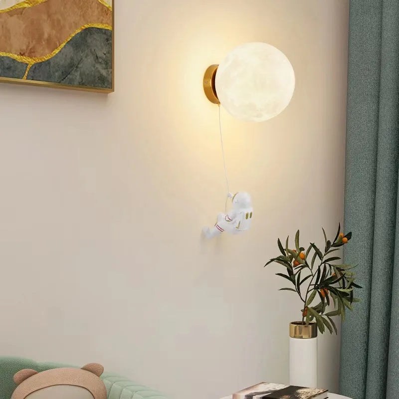 LunarGlow - Applique Murale Astronaute en Forme de Lune