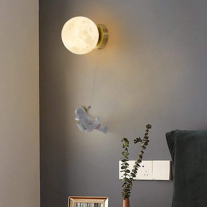 LunarGlow - Applique Murale Astronaute en Forme de Lune