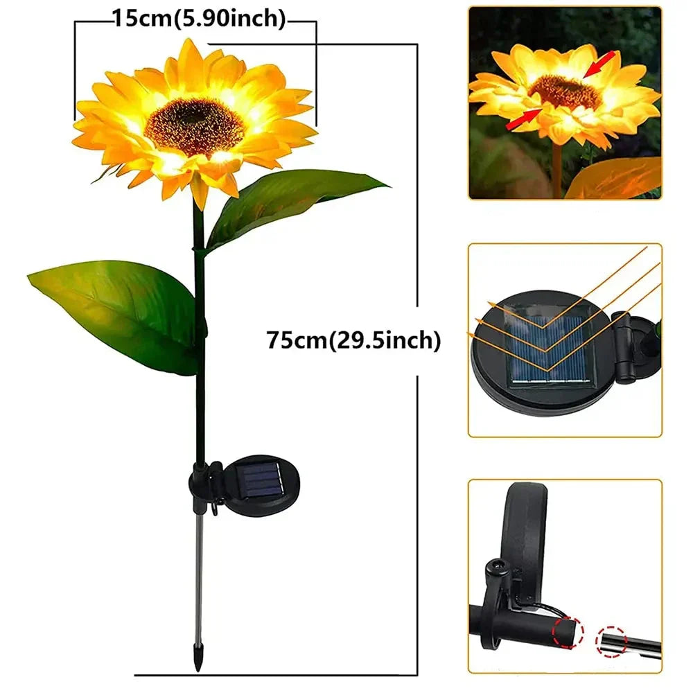 SolarBloom - Lampe de Jardin Solaire Tournesol Réaliste