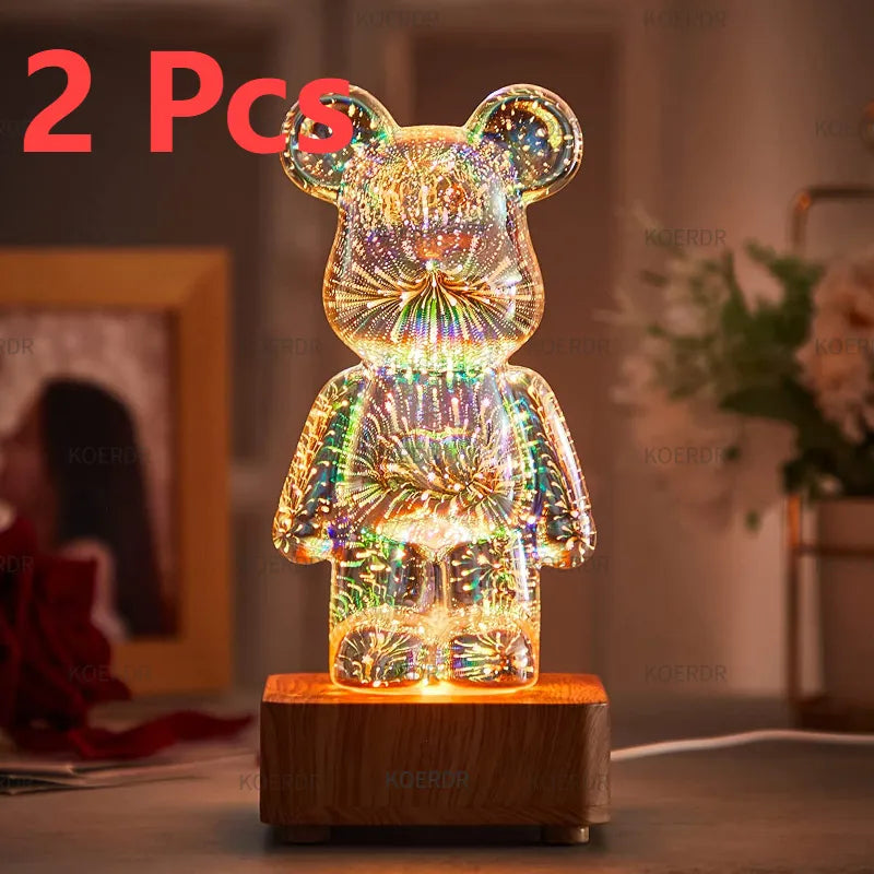 StarBear - Lampe 3D Effet Feux d'Artifice Magique