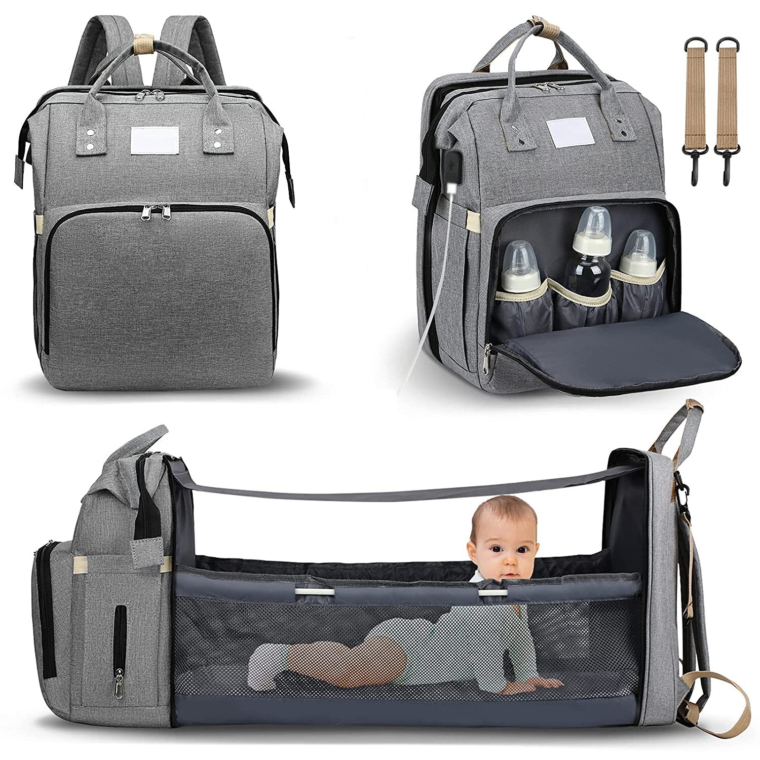 Sac à Langer Beaba | Sac à Dos à Langer avec Berceau Portable | Pratique et Élégant pour Mamans Actives 0