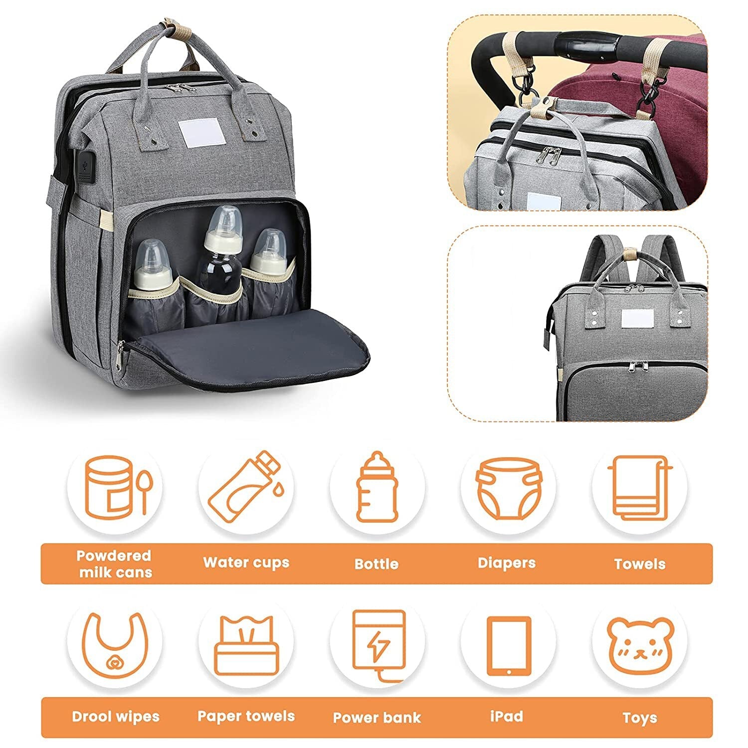 Sac à Langer Beaba | Sac à Dos à Langer avec Berceau Portable | Pratique et Élégant pour Mamans Actives 1
