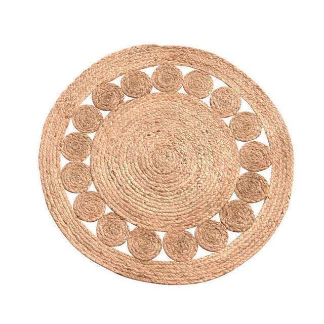 GreenWeave - Tapis Rond Tissé en Fibres Naturelles Durables