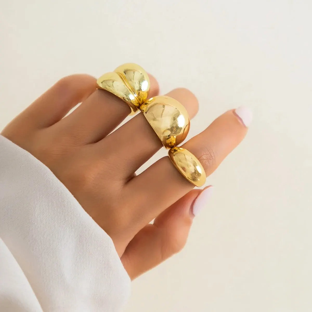 TrioGlam - Set de 3 bagues en métal brillantes