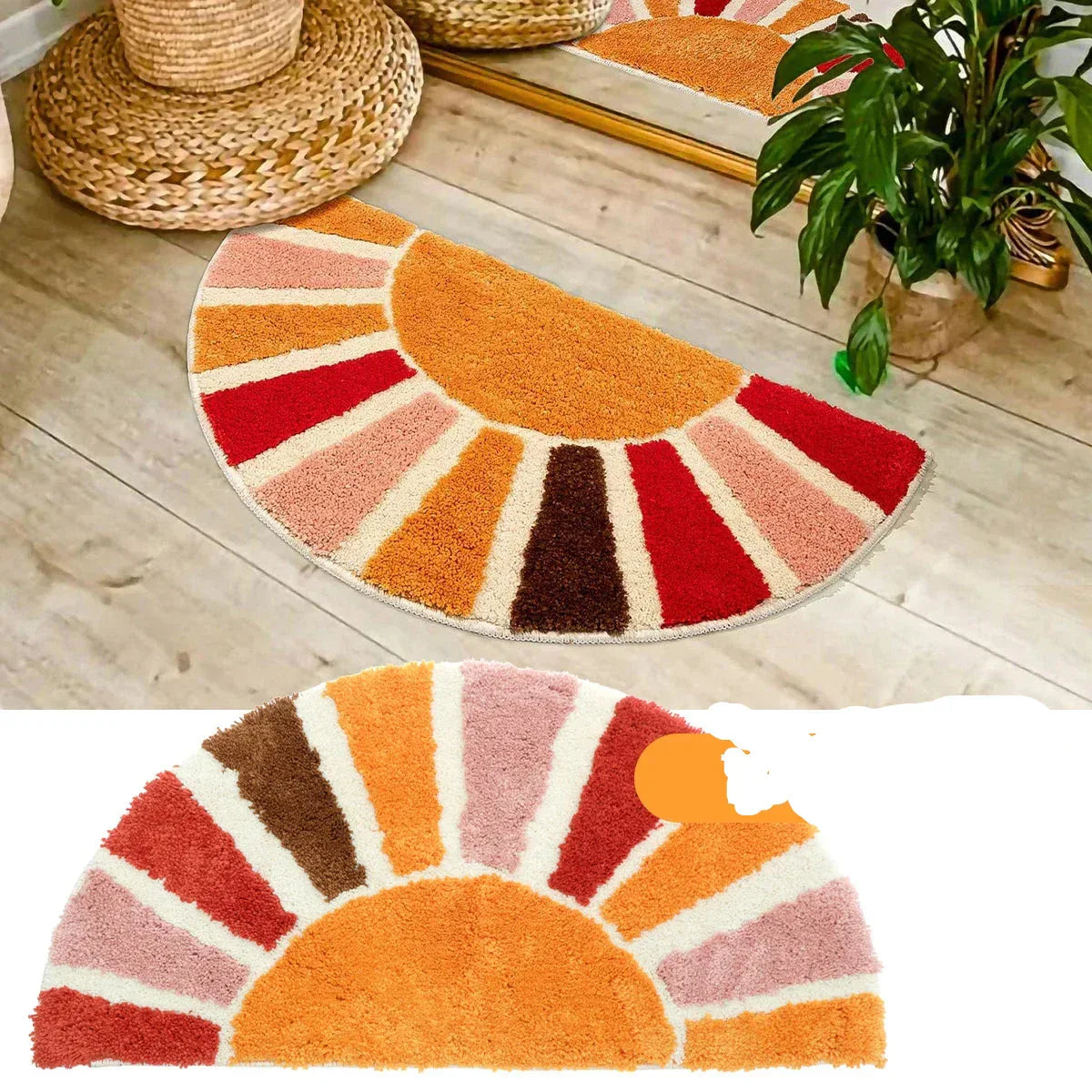 RadiantBloom - Tapis d'Entrée Tournesol Demi-Lune
