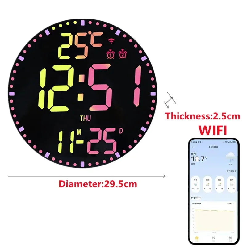 WiFiTime Clock - Horloge Murale LED Connectée avec Calendrier