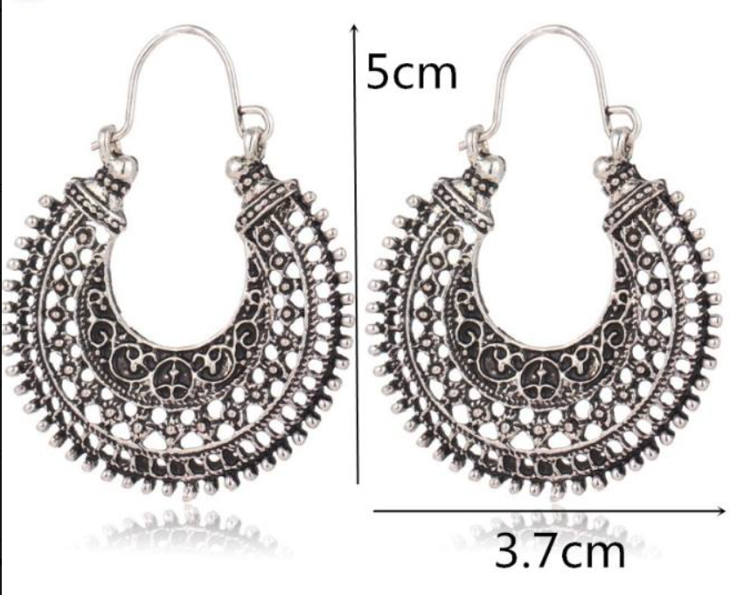 Boucles d'Oreilles Filigrane Tibétain - Argent 925