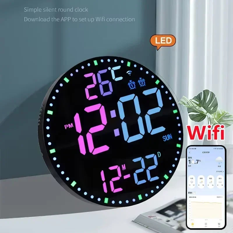 WiFiTime Clock - Horloge Murale LED Connectée avec Calendrier
