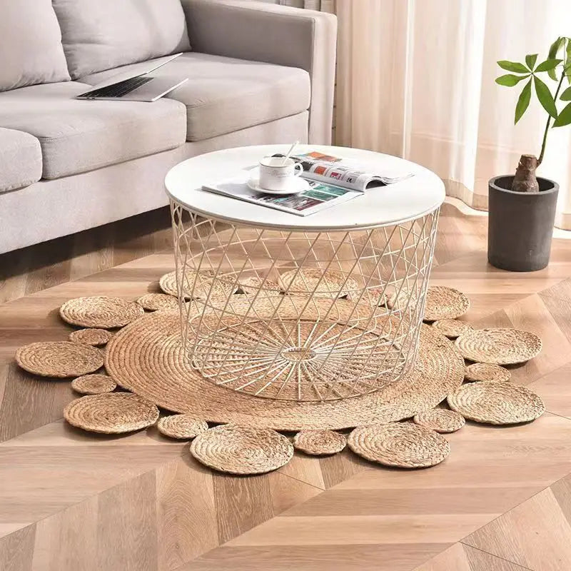 GreenWeave - Tapis Rond Tissé en Fibres Naturelles Durables