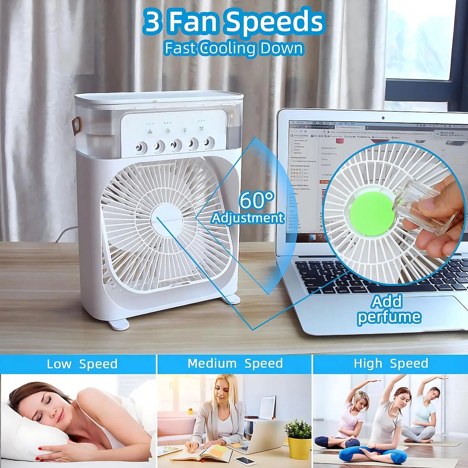 BreezeMaster - Ventilateur Rafraîchisseur d'Air 3-en-1 avec LED