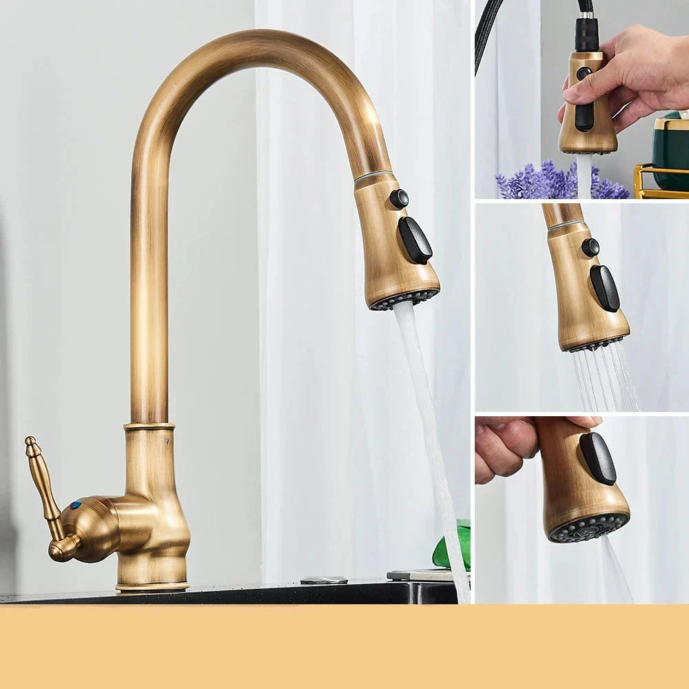 HeritageFlow - Robinet de Cuisine Classique en Laiton Antique
