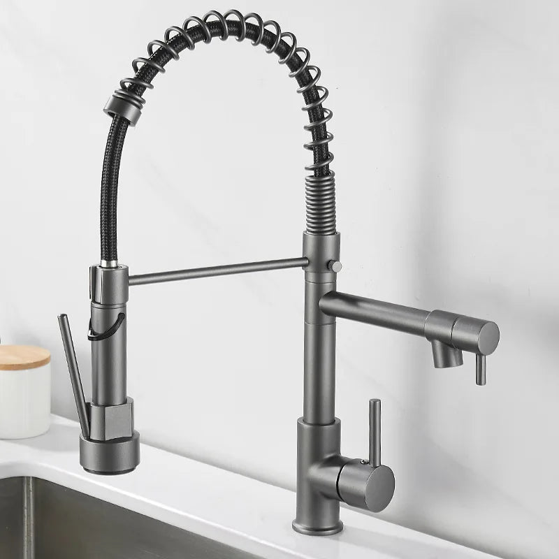 AquaFusion - Robinet de Cuisine Flexible en Laiton Noir et Or