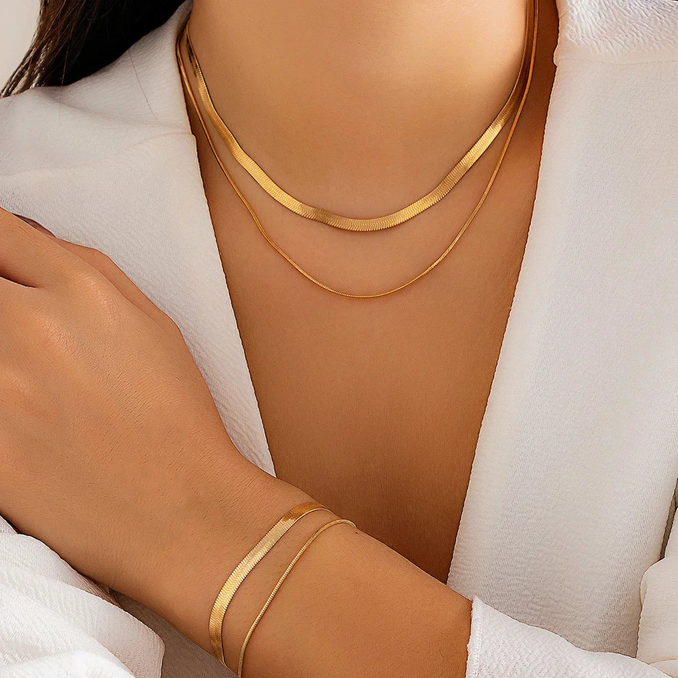 GothicElegance - Set collier serpent et bracelets layered
