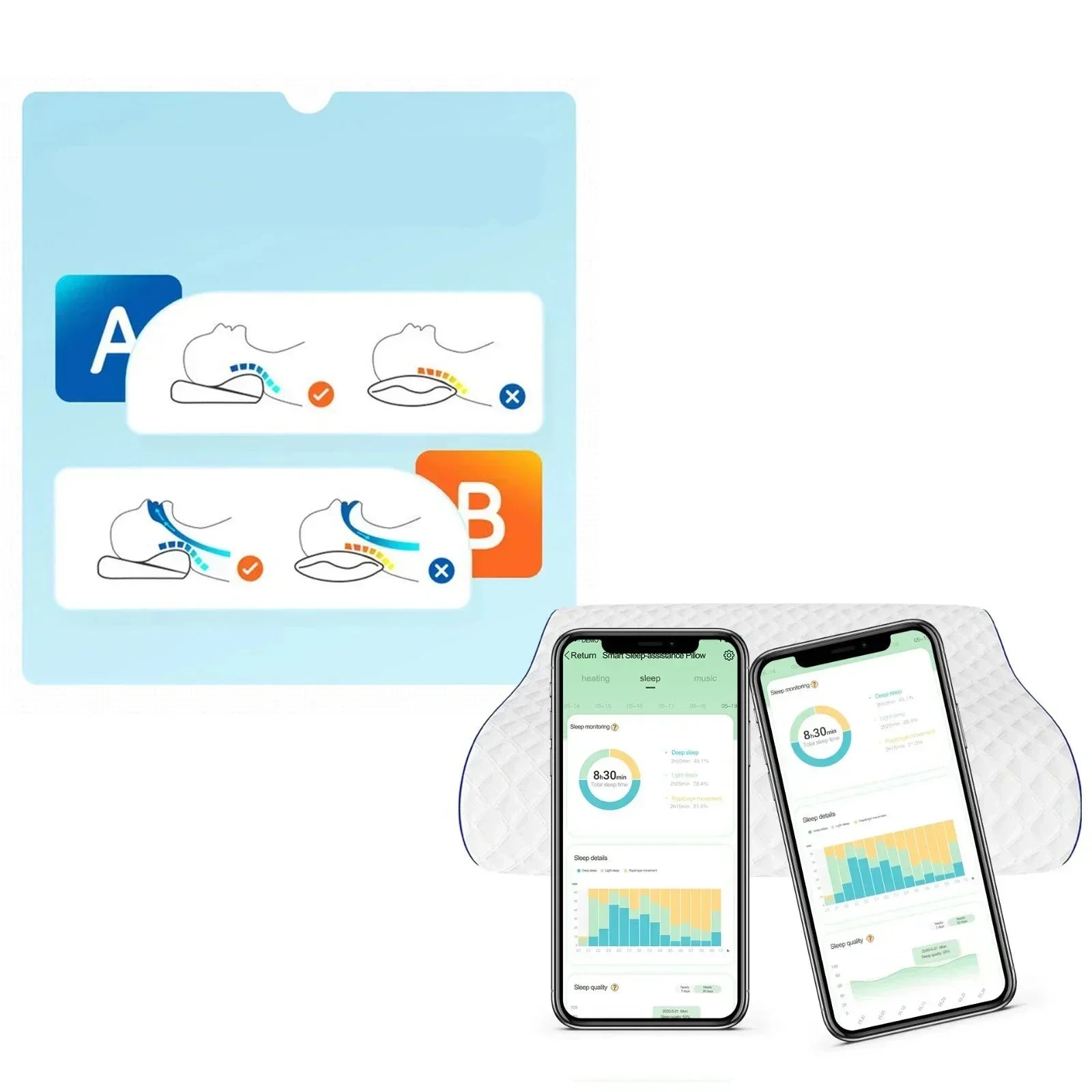SleepHarmony - Oreiller à mémoire de forme avec haut-parleur Bluetooth