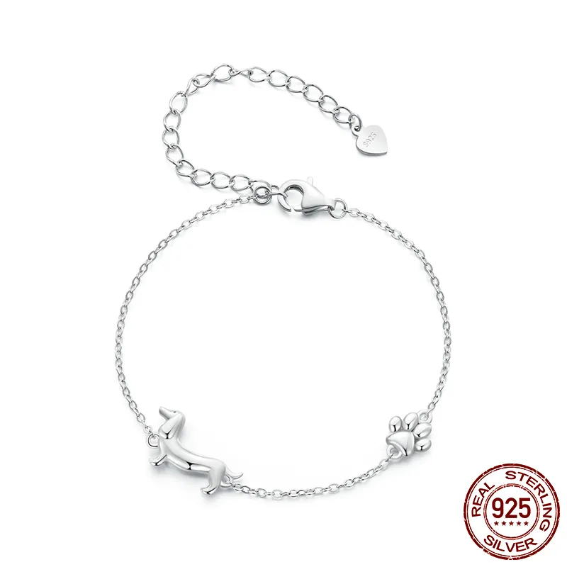 Bracelet Charme Teckel Mignon - Argent Sterling