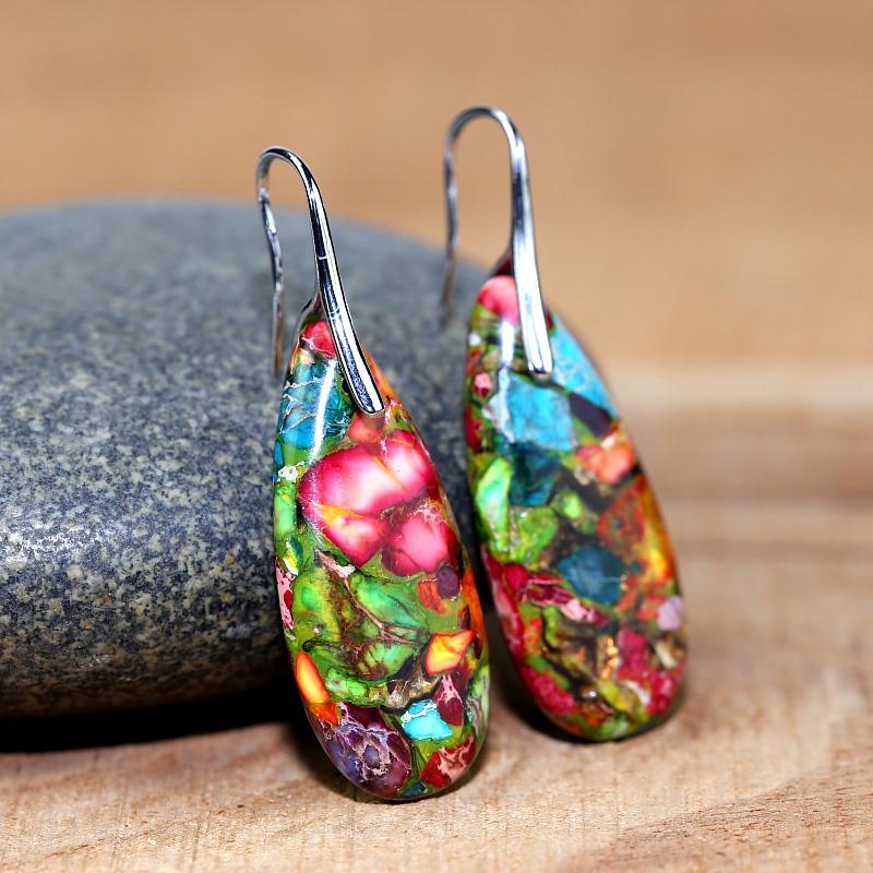 JasperDrop - Boucles pendantes en jaspe naturel
