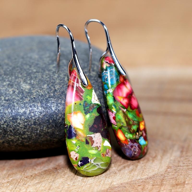 JasperDrop - Boucles pendantes en jaspe naturel