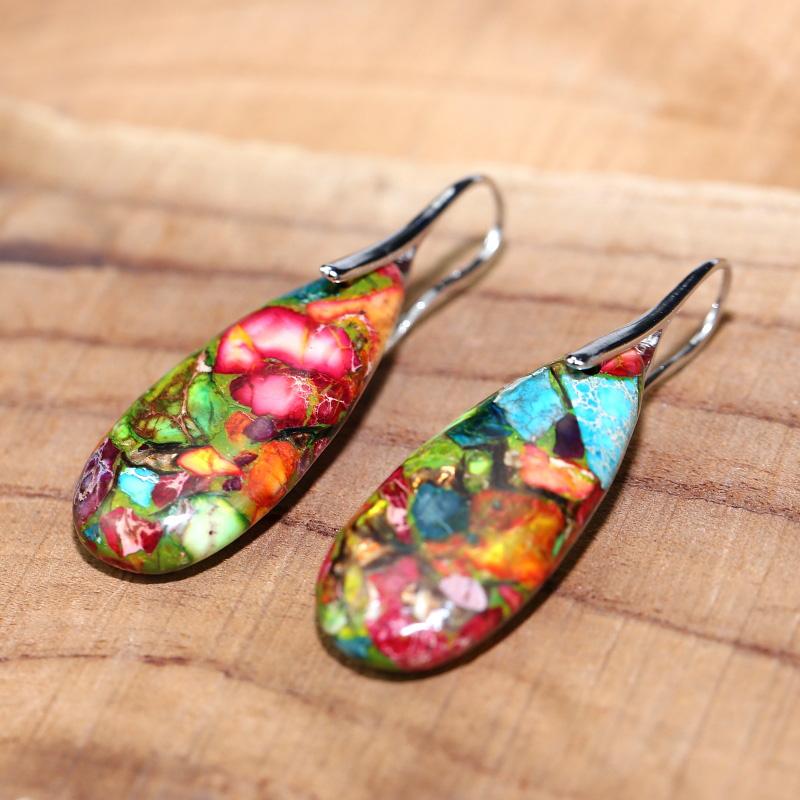 JasperDrop - Boucles pendantes en jaspe naturel