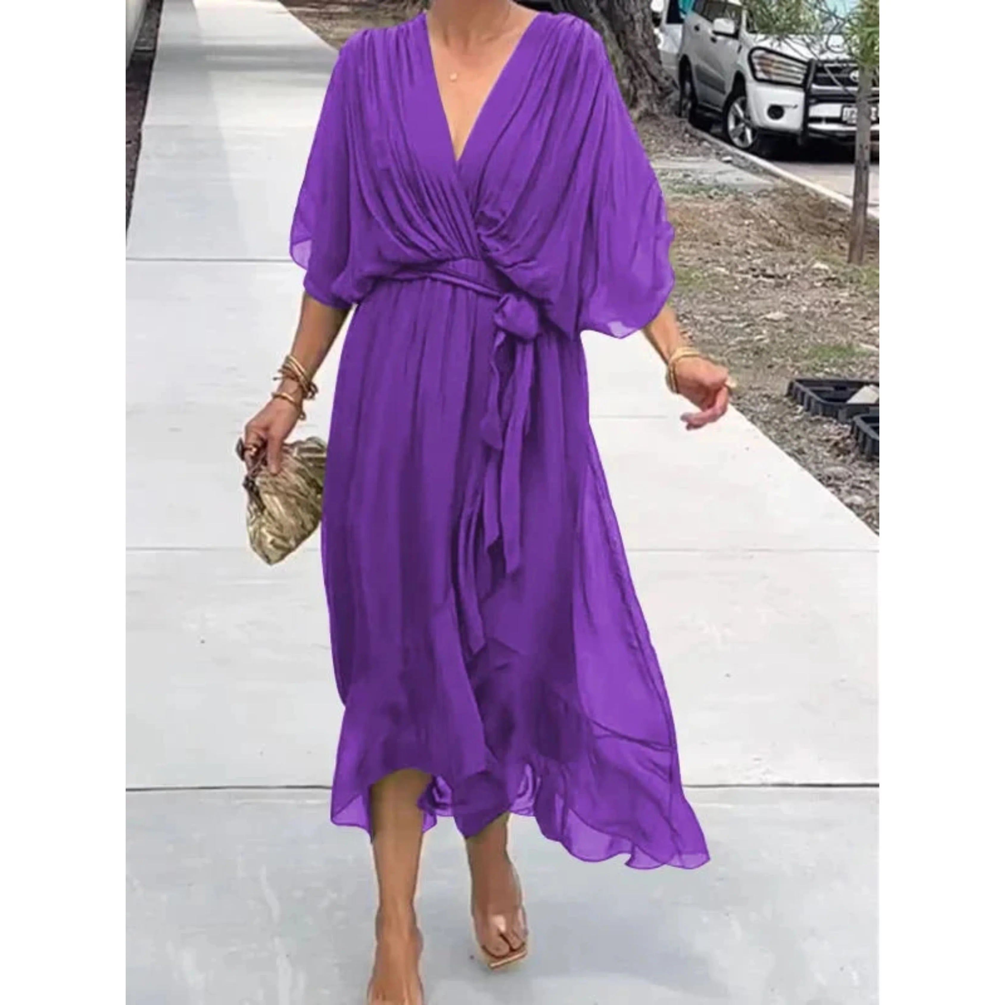 Sophie | Élégante Robe Col V en Mousseline de Soie 3