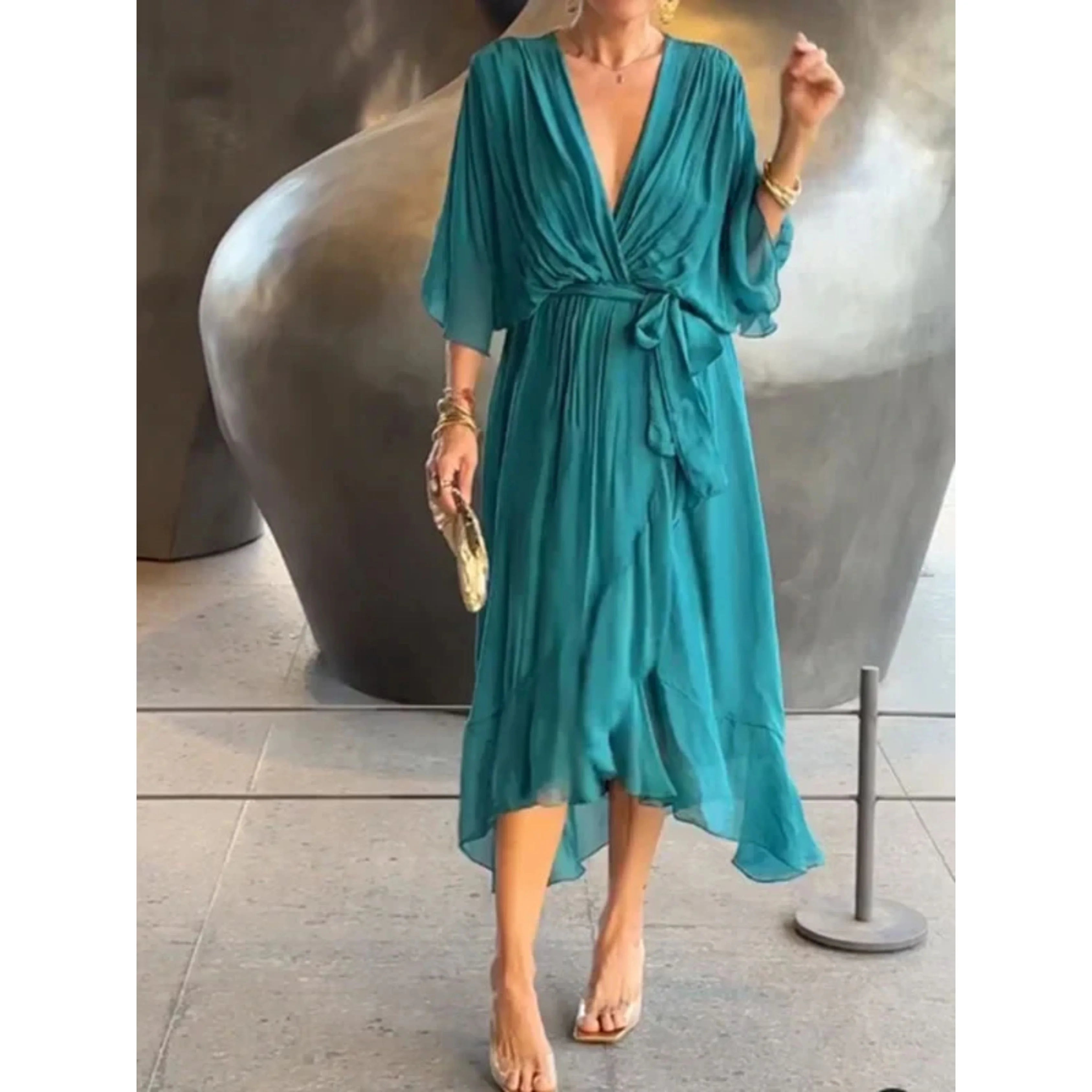Sophie | Élégante Robe Col V en Mousseline de Soie 5