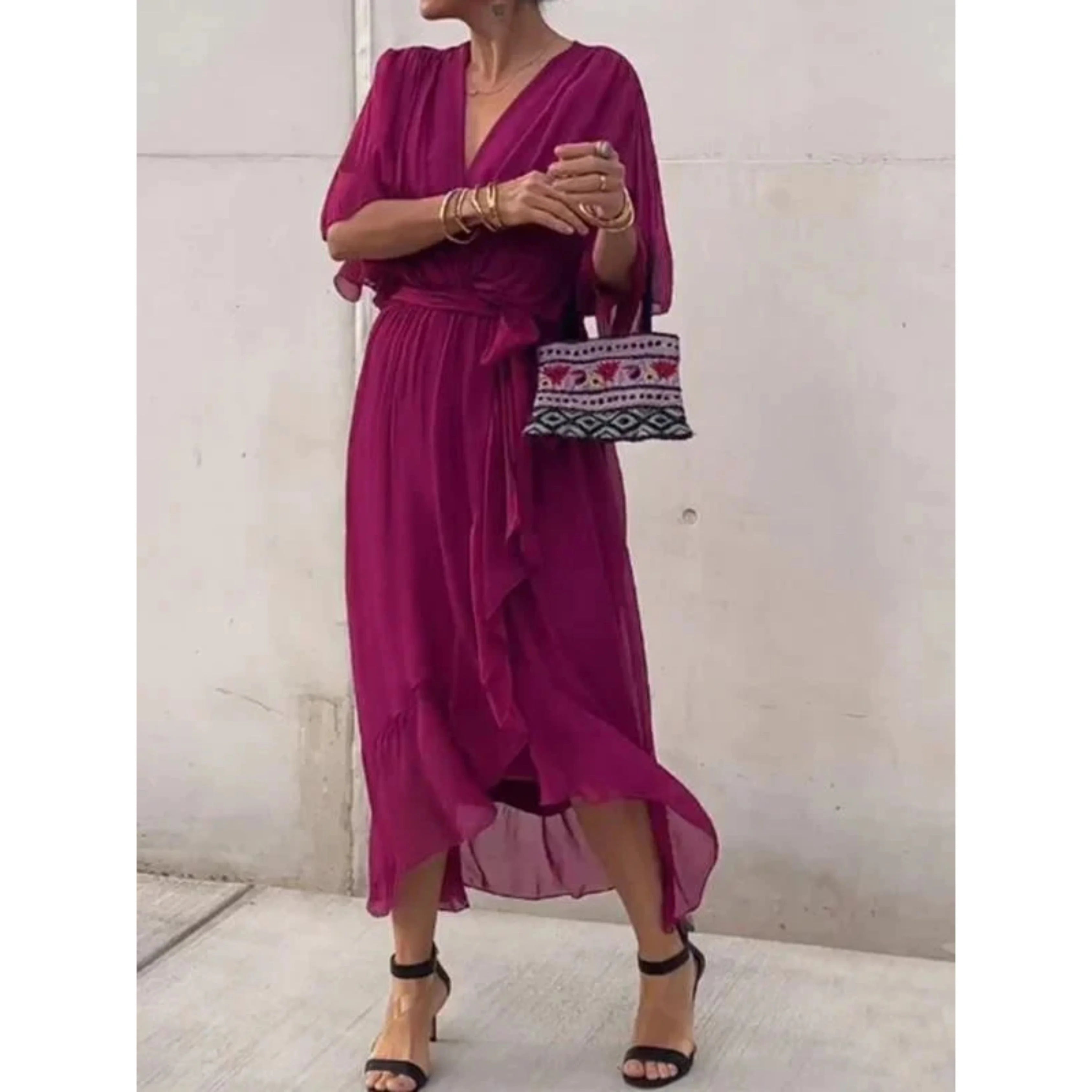 Sophie | Élégante Robe Col V en Mousseline de Soie 7