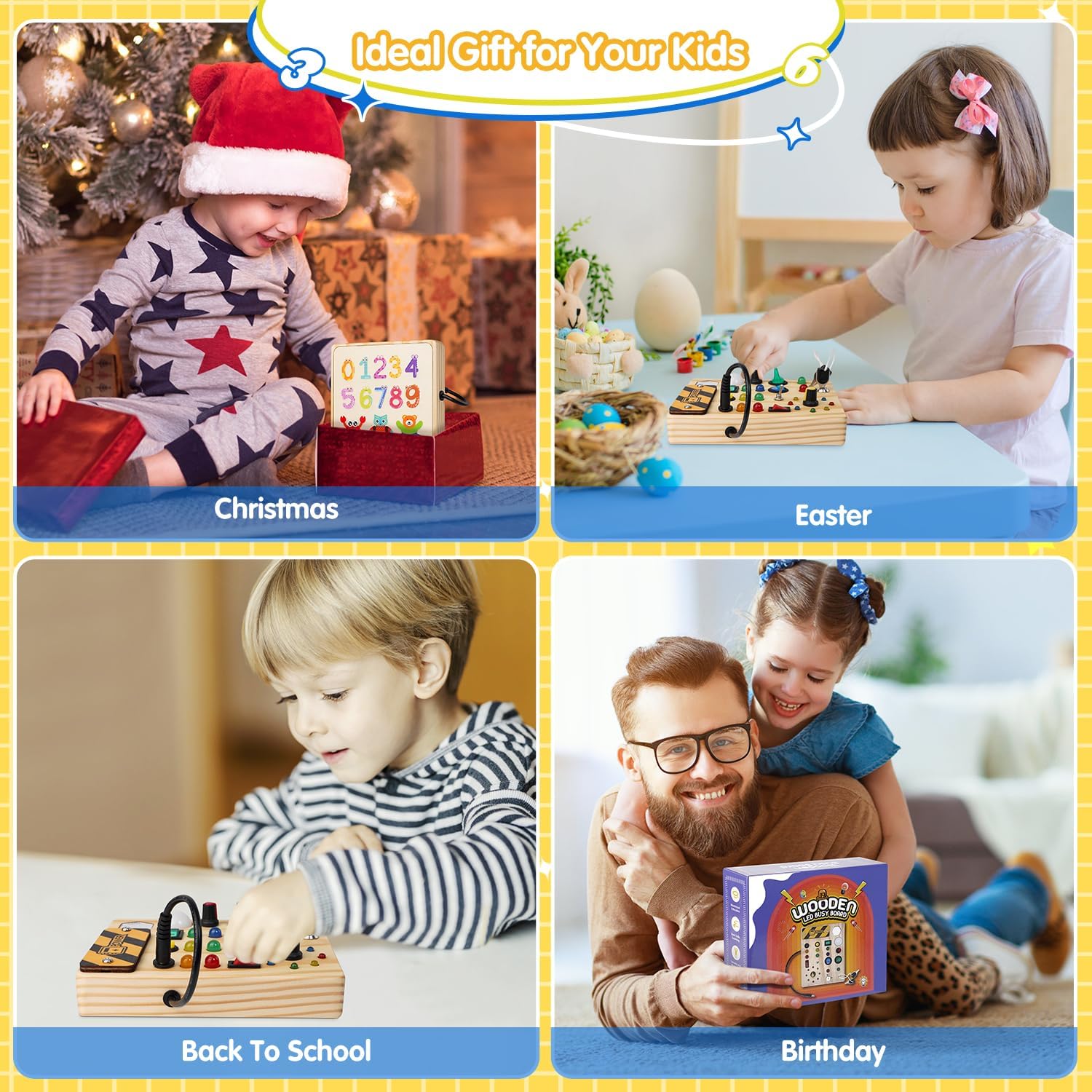 Tableau Montessori | Tableau d'Affichage Éducatif avec Lumières LED | Interactif pour le Développement des Tout-Petits 7