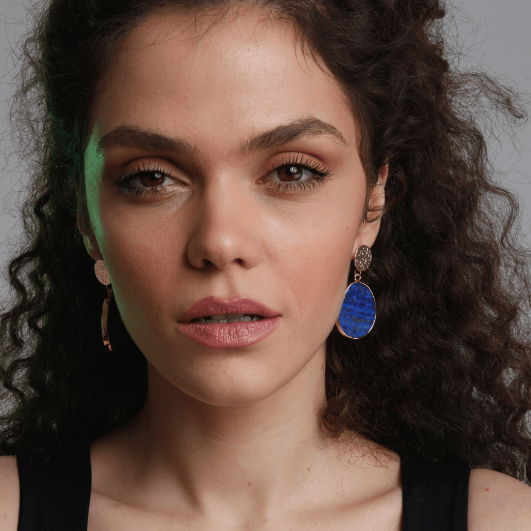 CelestialLuxe - Boucles en lapis-lazuli doré