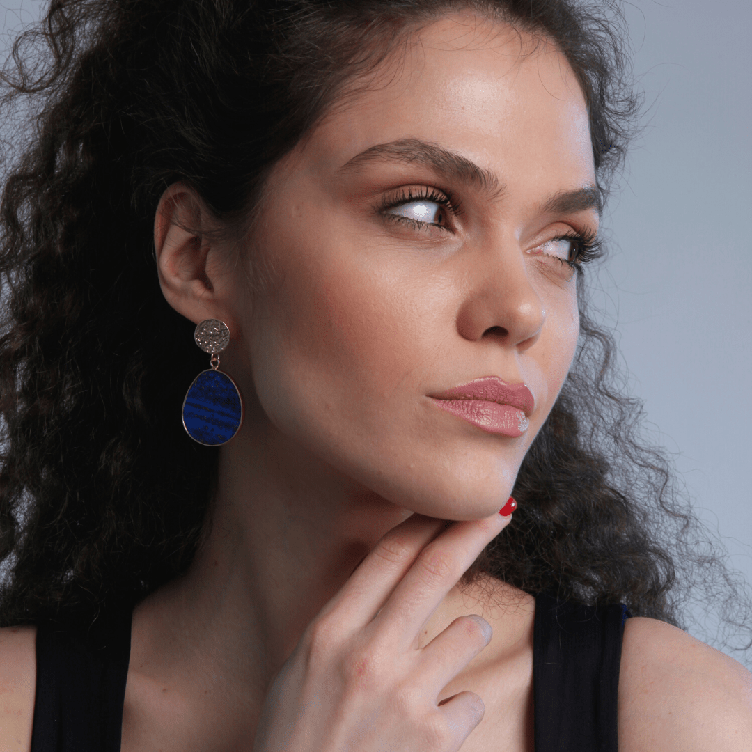 CelestialLuxe - Boucles en lapis-lazuli doré