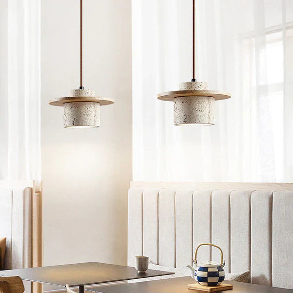 TerraLuxe | Élégant Lustre en Travertin Design Rétro pour Salle à Manger 2