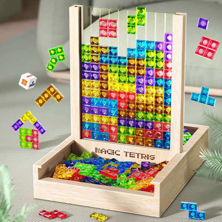 TetrisWood | Jeu en Bois Durable avec Pierres Colorées | Améliorez vos Compétences Cognitives en Famille 0