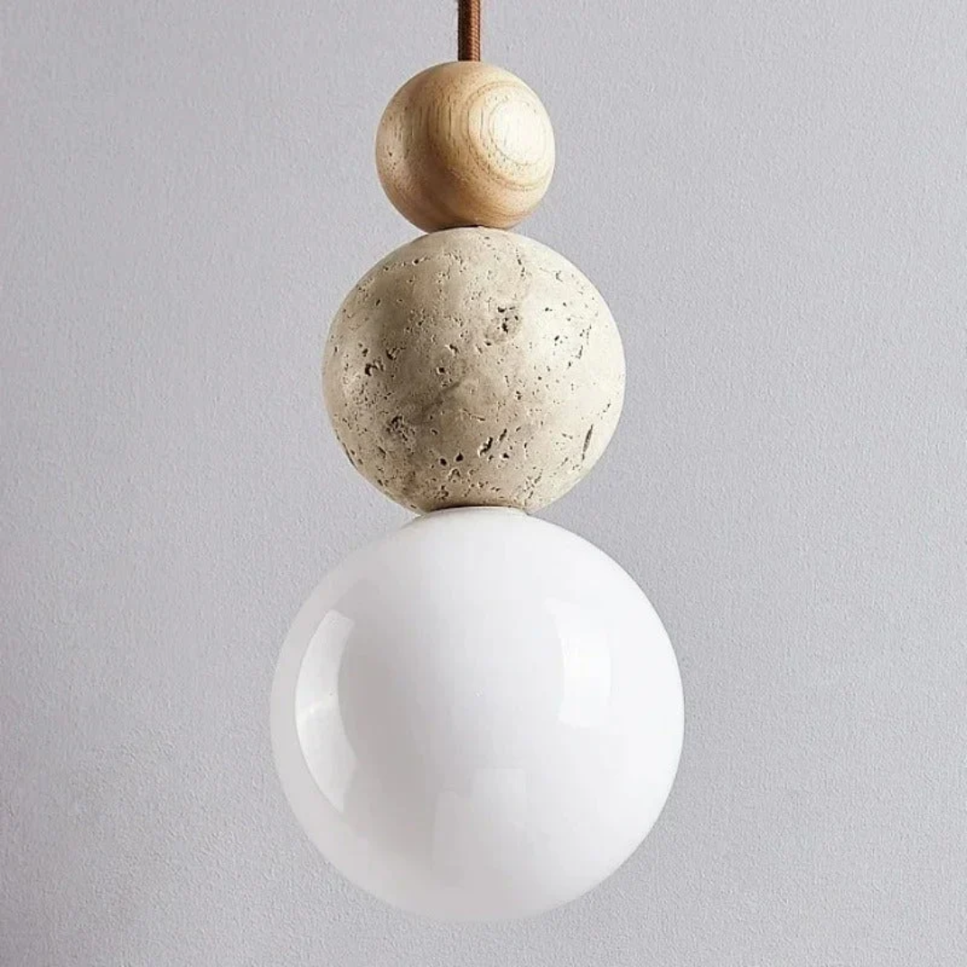 TravertinLuxe | Élégante Suspension Moderne en Bois et Verre Design 8