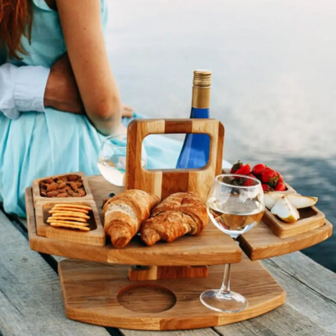 WineFold Table - Table Pliante Élégante en Bois Vin