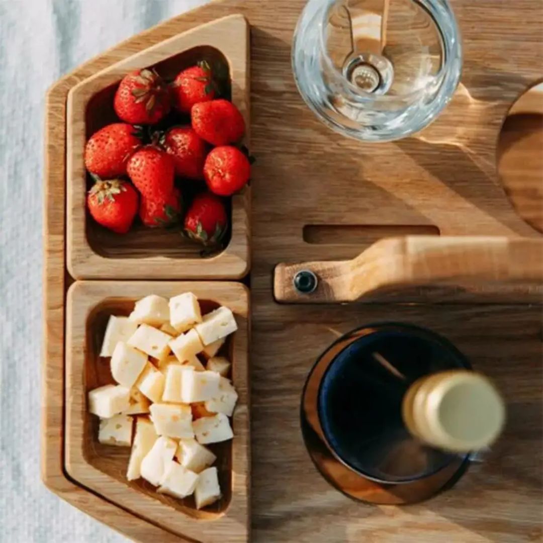WineFold Table - Table Pliante Élégante en Bois Vin