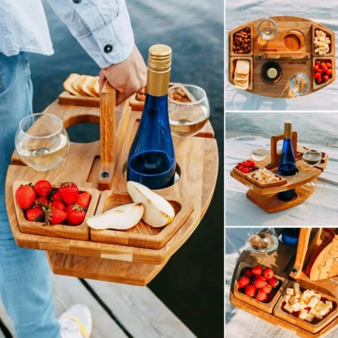 WineFold Table - Table Pliante Élégante en Bois Vin