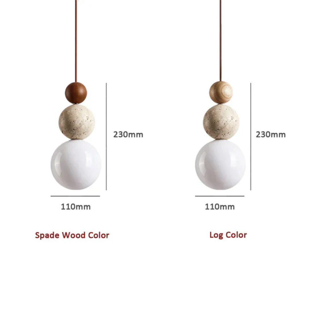TravertineGlow - Élégante Suspension Acajou Maison