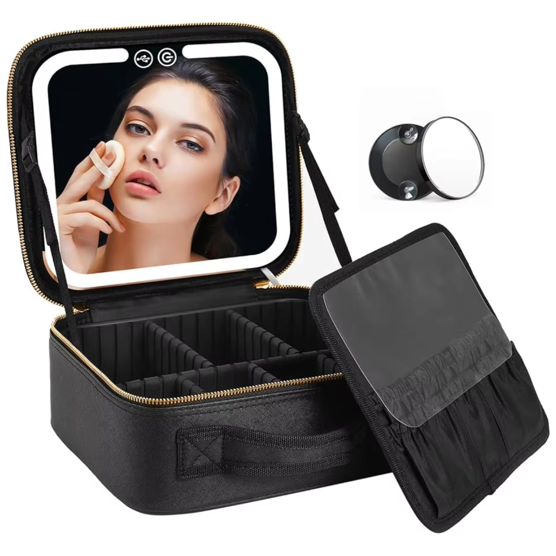 TravelGlow - Organisateur Maquillage Luxe avec Miroir