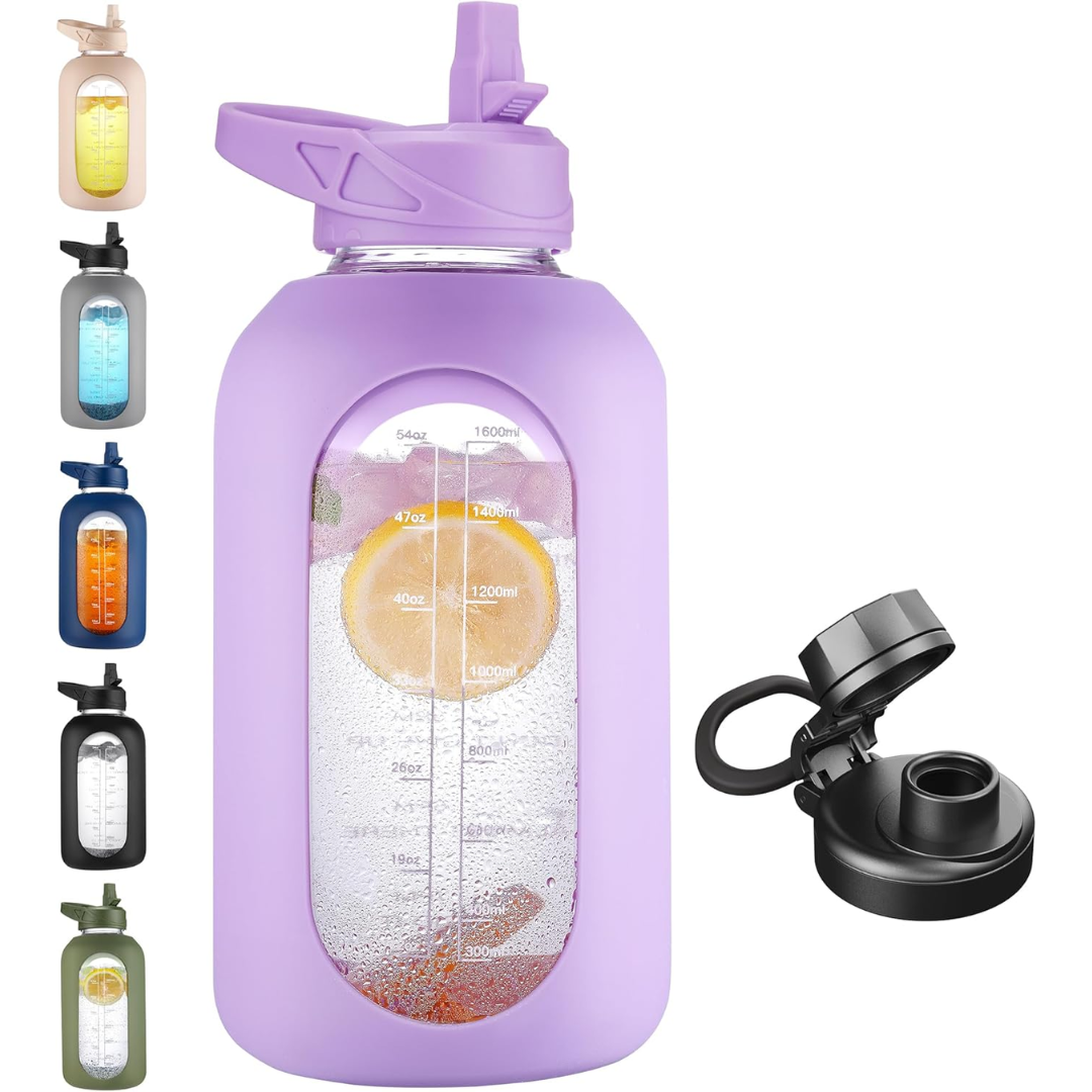 HydroGlow - Gourde Verre Motivation 900ml avec Paille