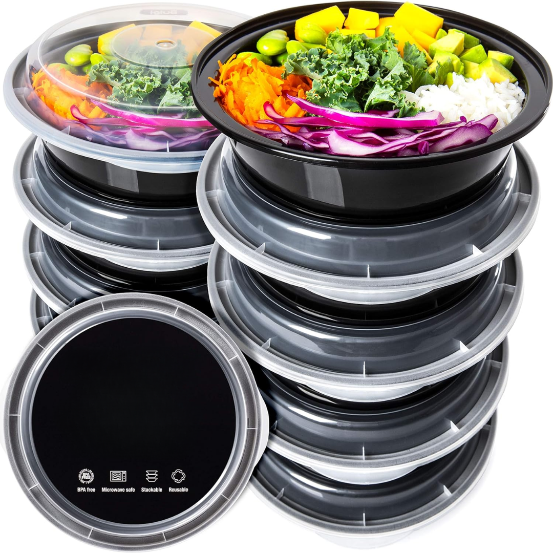MealPrepPro - Boîtes de stockage rondes en plastique durable