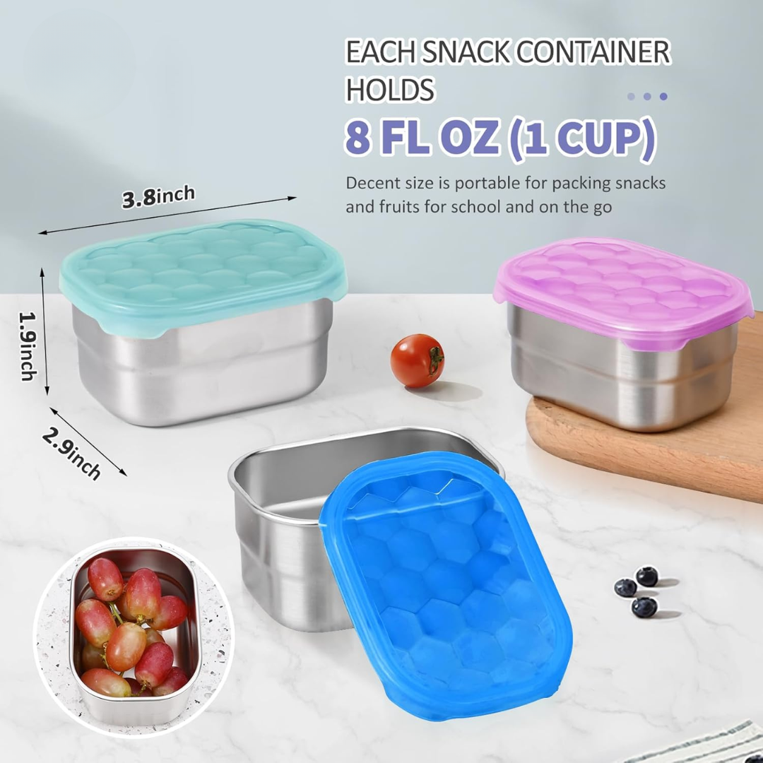 SnackGuard – Boîtes Snack Inox Couvercle Silicone