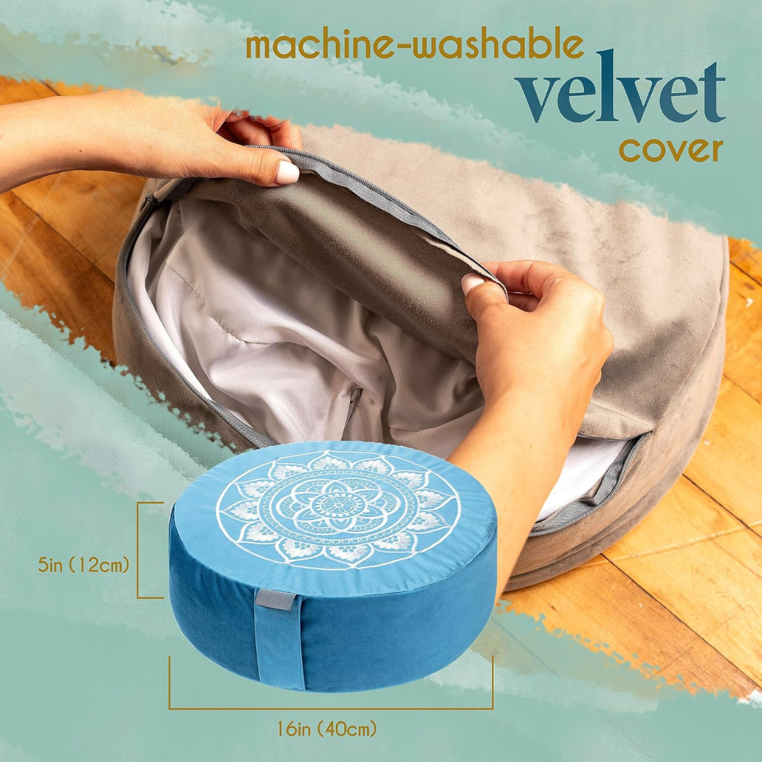 VelvetZen – Coussin Méditation Velours Premium Luxueux
