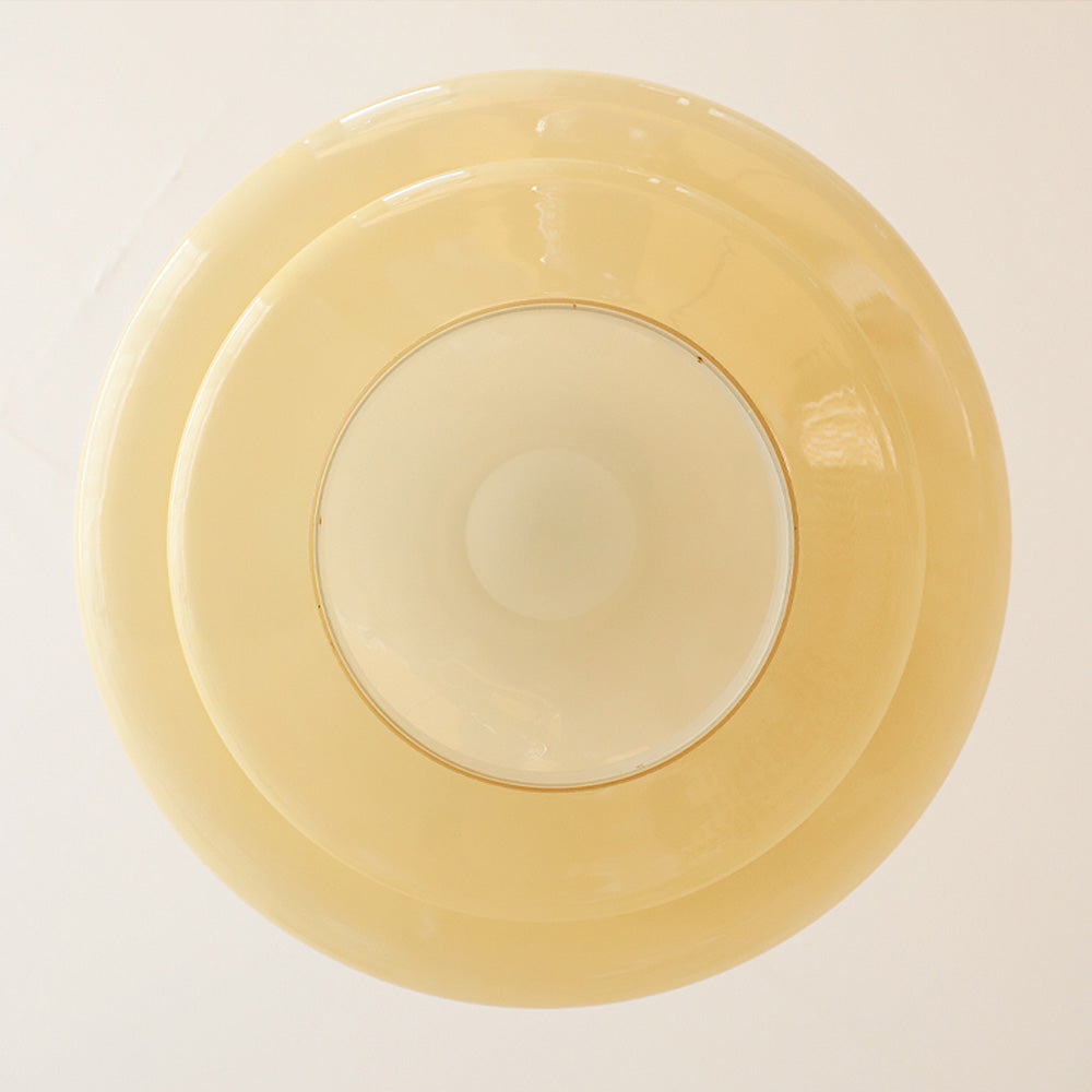 VerreBauhaus | Élégante Suspension Vintage en Verre Jaune Crème 7