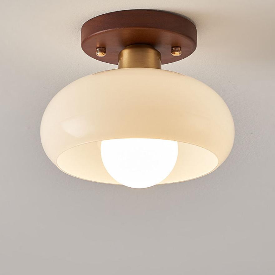 VintageAura | Élégant Plafonnier Design en Bois et Verre Rétro 0