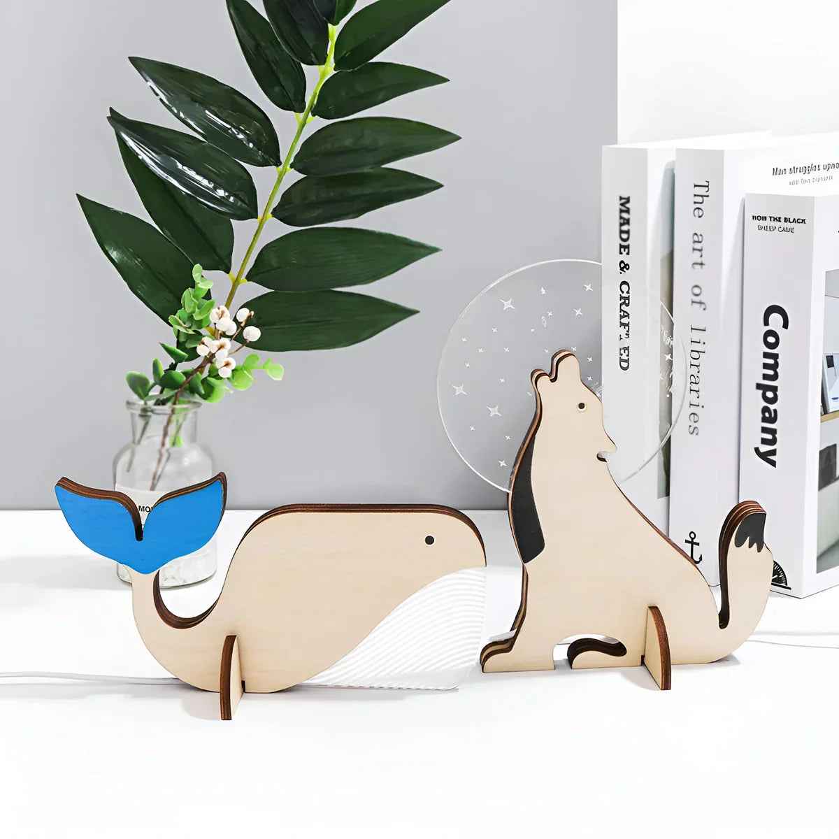WildGlow | Charmante Lampe de Table Animaux en Bois Éclairante 2