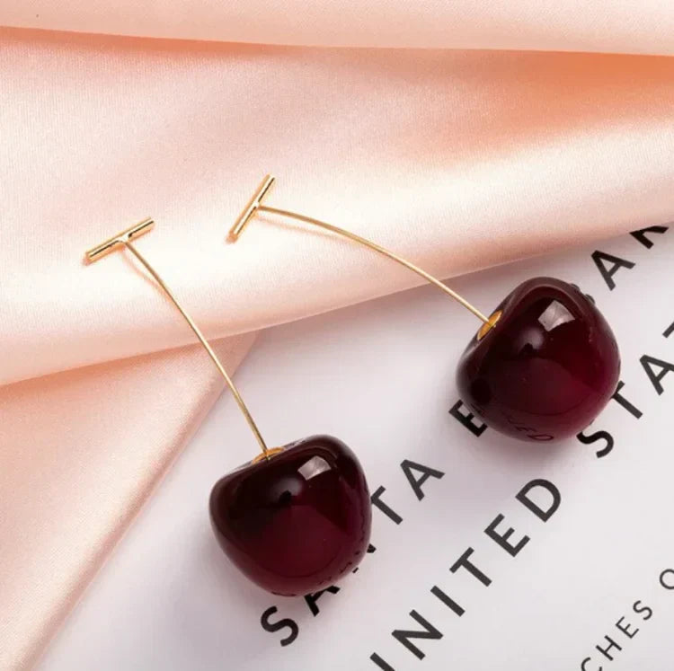 Fleur - Boucles d'oreilles cerises rouges fantaisie