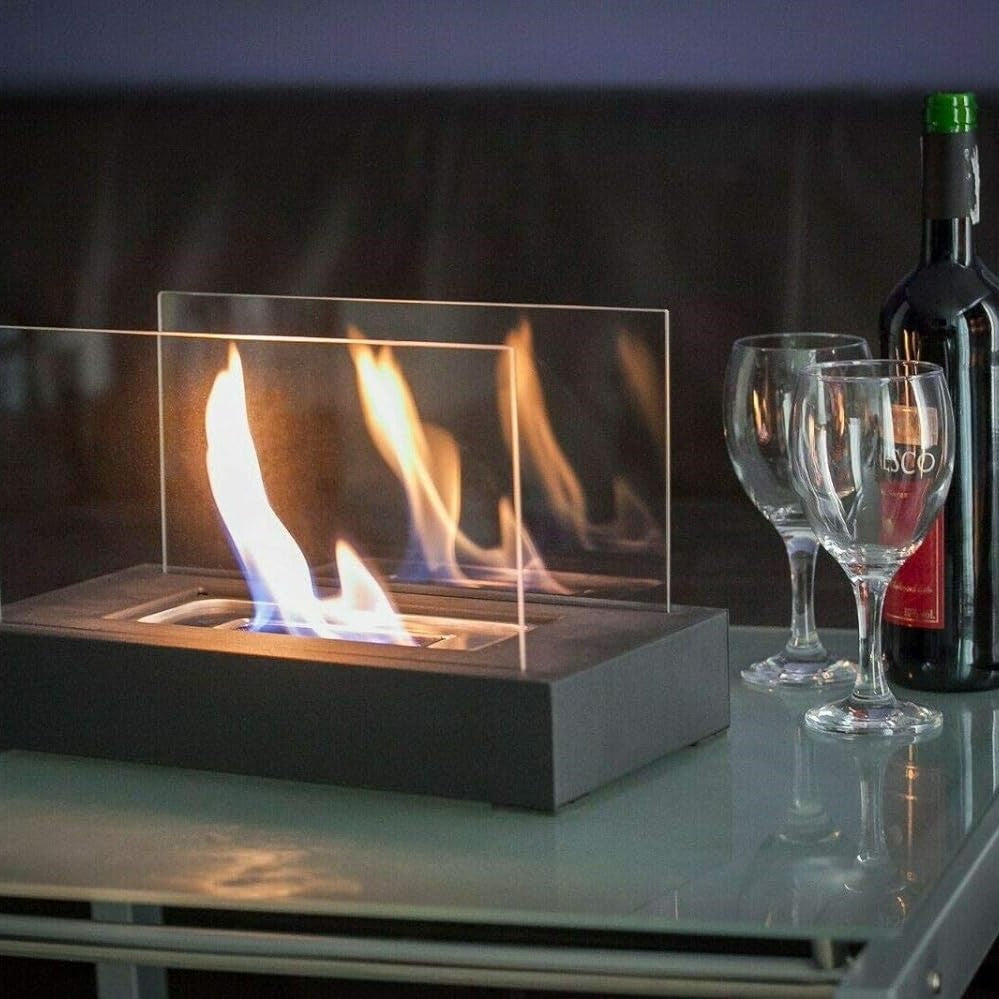 FireGlow - Cheminée de Table au Bioéthanol pour Intérieur et Extérieur