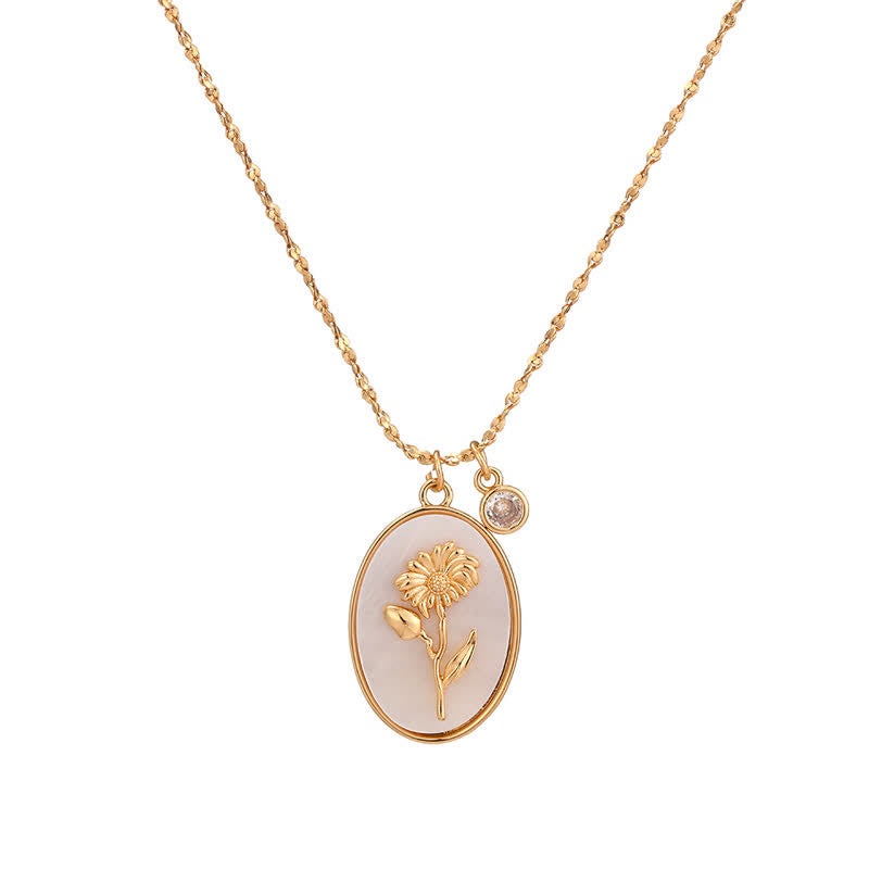 Aurora - Collier pierre de naissance et fleur de naissance