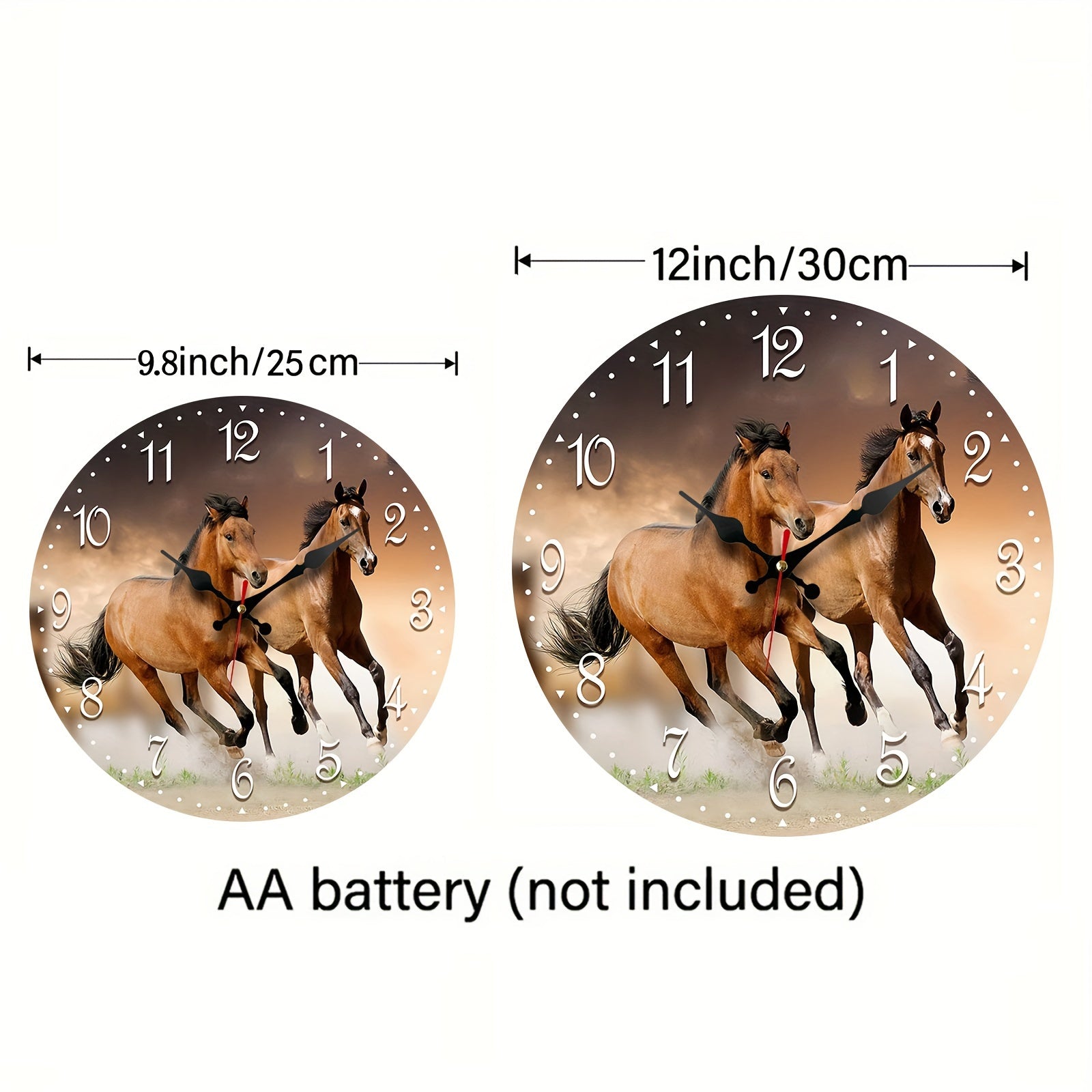GallopTime Clock - Horloge murale chevaux au galop en bois