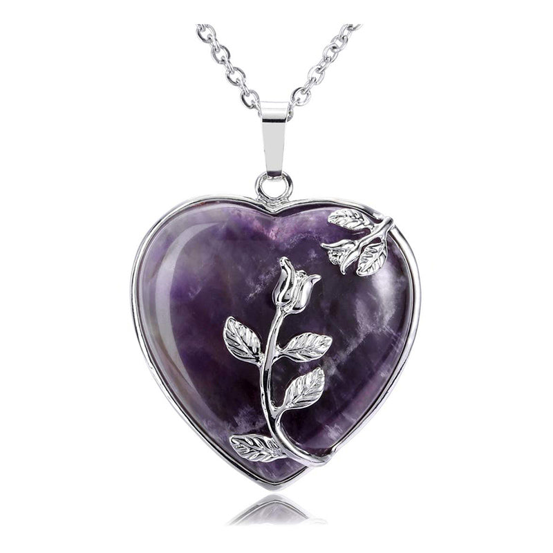 Amara - Collier pendentif cœur en quartz rose