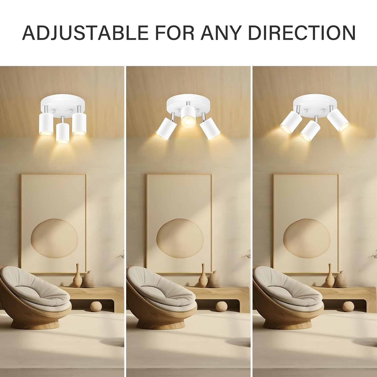 FlexiGlow - Plafonnier 3 spots orientables GU10 pour interieur moderne