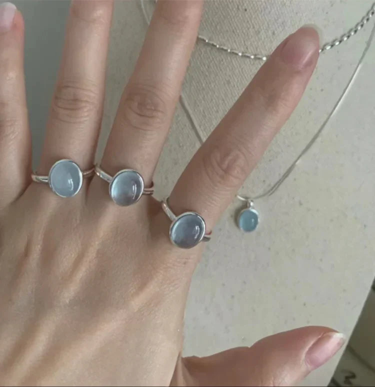 Nerida - Bague en argent aigue-marine, douceur et sérénité